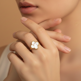 Mop clover 92.5 silver adjustable ring