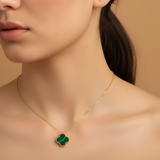 Malachite charm clover 92.5 silver necklace