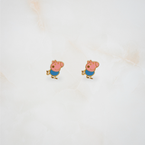 Peppa pig enamel 92.5 silver necklace set