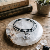Aquarius Coin 92.5 Silver Black Cord Necklace For Men