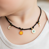 sun-moon-sword-evil eye 92.5 silver black thread necklace