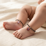 Captain America 92.5 silver kids Black Beads Anklet