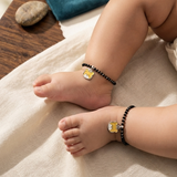 Cub 92.5 silver kids Black Beads Anklet