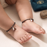 Dog 92.5 silver kids Black Beads Anklet