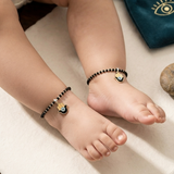 Hamsa 92.5 silver kids Black Beads Anklet