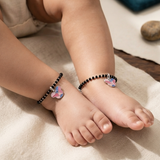 Mickey 92.5 silver kids Black Beads Anklet