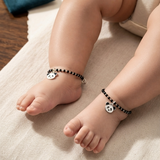 Panda 92.5 silver kids Black Beads Anklet