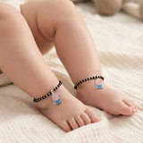 Peppa Pig 92.5 silver kids Black Beads Anklet