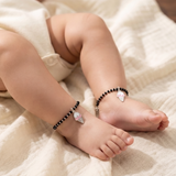 Softy 92.5 silver kids Black Beads Anklet