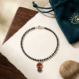 Spiderman  92.5 silver kids Black Beads Anklet