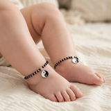 Yin Yang 92.5 silver kids Black Beads Anklet