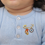 Blossoms and Evil Eye 92.5 silver Safety Pin Brooch for Kids