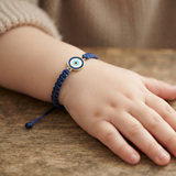 Evil Eye 92.5 Silver rakhi in blue thread