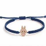 Labubu pink 92.5 Silver rakhi in blue thread