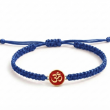 Om Enamel Red 92.5 Silver rakhi in blue thread