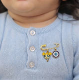 Bubbles and Evil Eye 92.5 silver Safety Pin Brooch for Kids