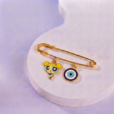 Bubbles and Evil Eye 92.5 silver Safety Pin Brooch for Kids
