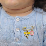 Bubbles and Evil Eye Pink 92.5 silver Safety Pin Brooch for Kids