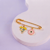 Bubbles and Evil Eye Pink 92.5 silver Safety Pin Brooch for Kids