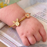 Bunny-Evil-Eye-Pink 92.5 Silver adjustable kids bangle