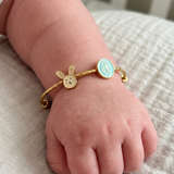 Bunny-Initial-Blue 92.5 Silver adjustable kids bangle