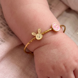 Bunny-Initial-Pink 92.5 Silver adjustable kids bangle