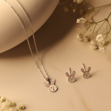Bunny enamel 92.5 silver necklace set