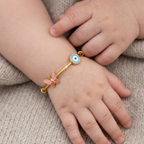 Butterfly-Evil-eye-Blue 92.5 Silver adjustable kids bangle