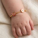 Butterfly-Evil-eye-Pink 92.5 Silver adjustable kids bangle