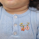 Butterfly and Evil Eye Pink 92.5 silver Safety Pin Brooch for Kids