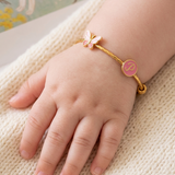 Butterfly-Initial-Pink 92.5 Silver adjustable kids bangle