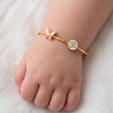 Butterfly-Om-Enamel-White 92.5 Silver adjustable kids bangle