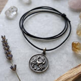 Cancer Coin 92.5 Silver Black Cord Necklace For Men