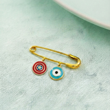 Captain America and Evil Eye Blue 92.5 silver Safety Pin Brooch for Kids