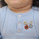 Captain America and Evil Eye 92.5 silver Safety Pin Brooch for Kids