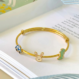 Car-Bunny-Dinosour-92.5 Silver adjustable kids bangle