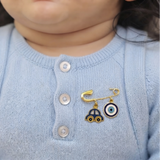 Car and Evil Eye 92.5 silver Safety Pin Brooch for Kids