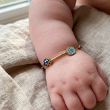 Car-Initial-Blue 92.5 Silver adjustable kids bangle