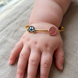 Car-Initial-Pink 92.5 Silver adjustable kids bangle