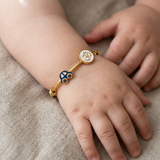 Car-Om-Enamel-White 92.5 Silver adjustable kids bangle