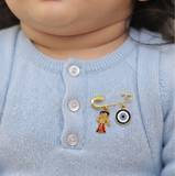 Chota Bheem and Evil Eye 92.5 silver Safety Pin Brooch for Kids