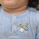 Cloud and Evil Eye Blue 92.5 silver Safety Pin Brooch for Kids