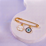 Cloud and Evil Eye 92.5 silver Safety Pin Brooch for Kids