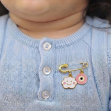 Cloud and Evil Eye Pink 92.5 silver Safety Pin Brooch for Kids