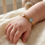 Crown-Evil-Eye-Blue 92.5 Silver adjustable kids bangle