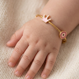Crown-Evil-Eye-Pink 92.5 Silver adjustable kids bangle