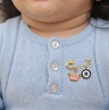 Crown and Evil Eye 92.5 silver Safety Pin Brooch for Kids