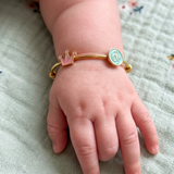 Crown-Initial-Blue 92.5 Silver adjustable kids bangle