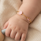Crown-Initial-Pink 92.5 Silver adjustable kids bangle