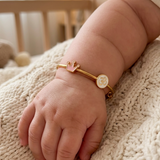 Crown-Om-Enamel-White 92.5 Silver adjustable kids bangle